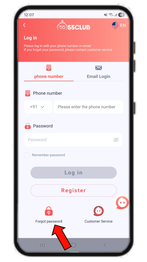 55 Club Forgot Password